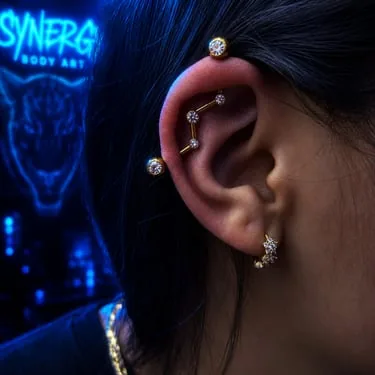 Curated ear combinations at Synergy Body Art in Lakewood, Colorado